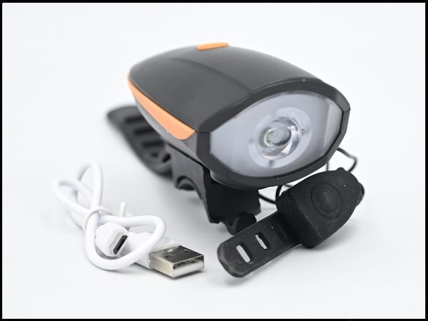 LUZ DELANTERA CON USB Y BOCINA PARA BICI 7588
