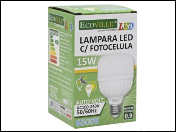 FOCO LED CON FOTOCELDA ECOVILLE T70 15W 6500K 0.9FP