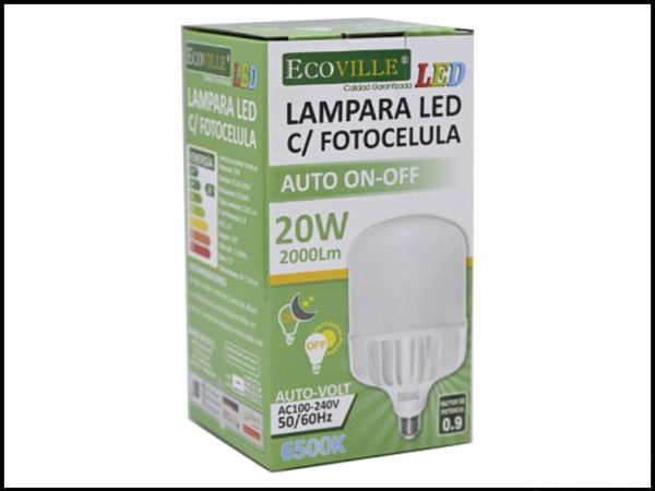 FOCO LED CON FOTOCELDA ECOVILLE T80 20W 6500K 0.9FP
