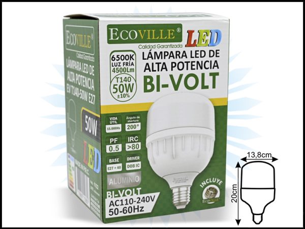Foco LED Ecoville T140 50W 6500K Nuevo Modelo