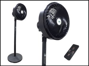 Ventilador de pie digital Wins 10 pulgadas con control remoto y 12 velocidades.