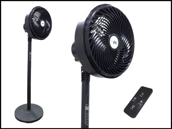 Ventilador de pie digital Wins 10 pulgadas con control remoto y 12 velocidades.