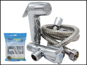 Ducha higiénica Sanville cromada, de 1,2 metros de longitud, modelo SV‑167, código 4411.