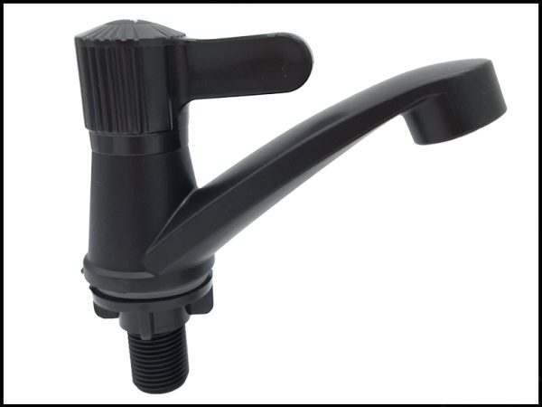 Canilla de ½ pulgada para lavatorio de agua fría, color negro, con peso de 200 gramos, modelo EC30607