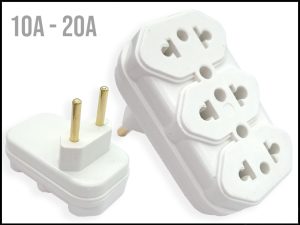 FICHA TRIPLE BRASIL RECT 10/20A BLANCO