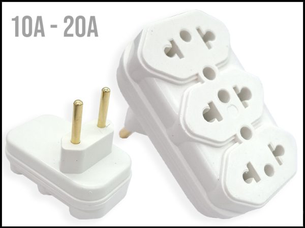 FICHA TRIPLE BRASIL RECT 10/20A BLANCO